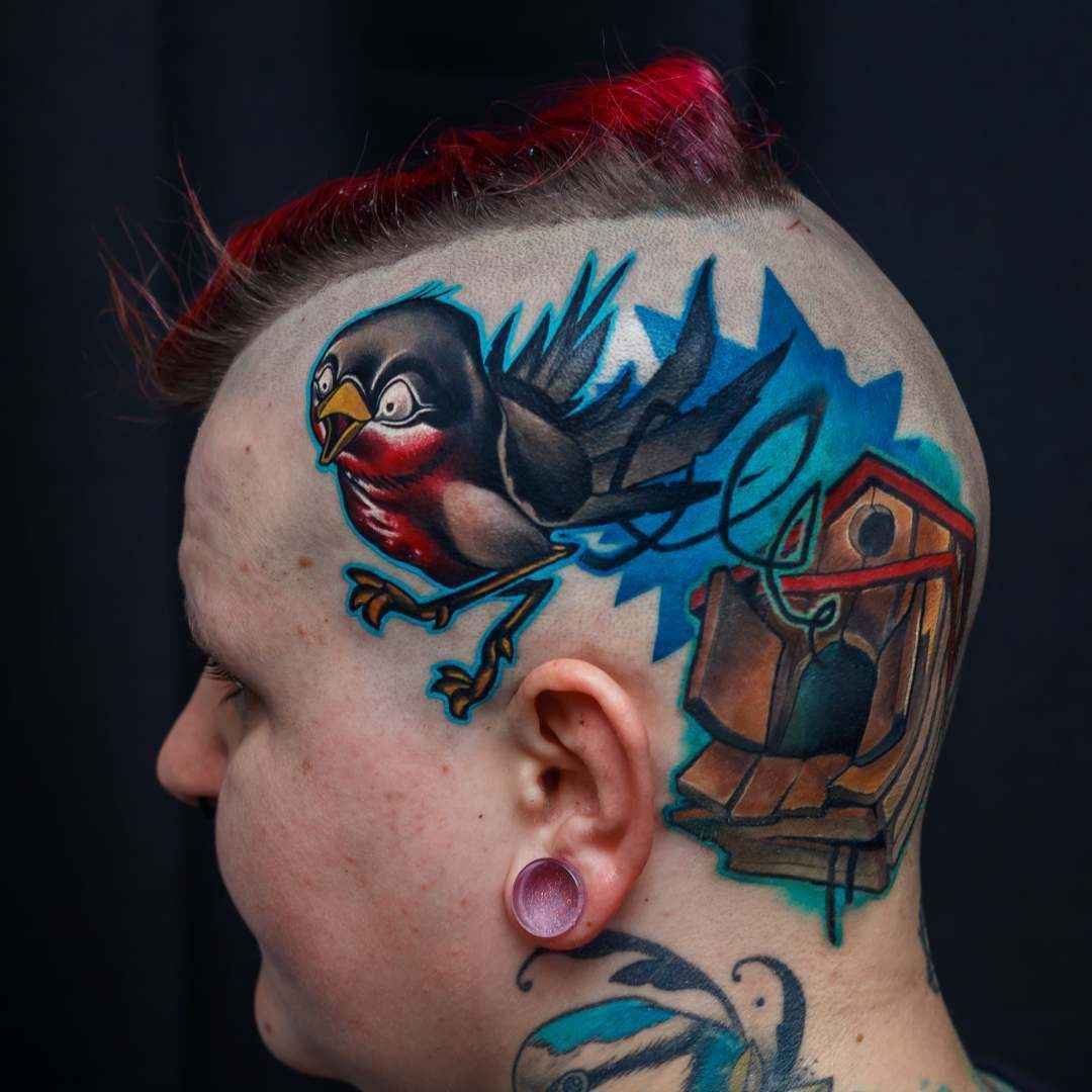 Tattoo artist Uncl Paul Knows color new school tattoo in authors style | Athens, Greece