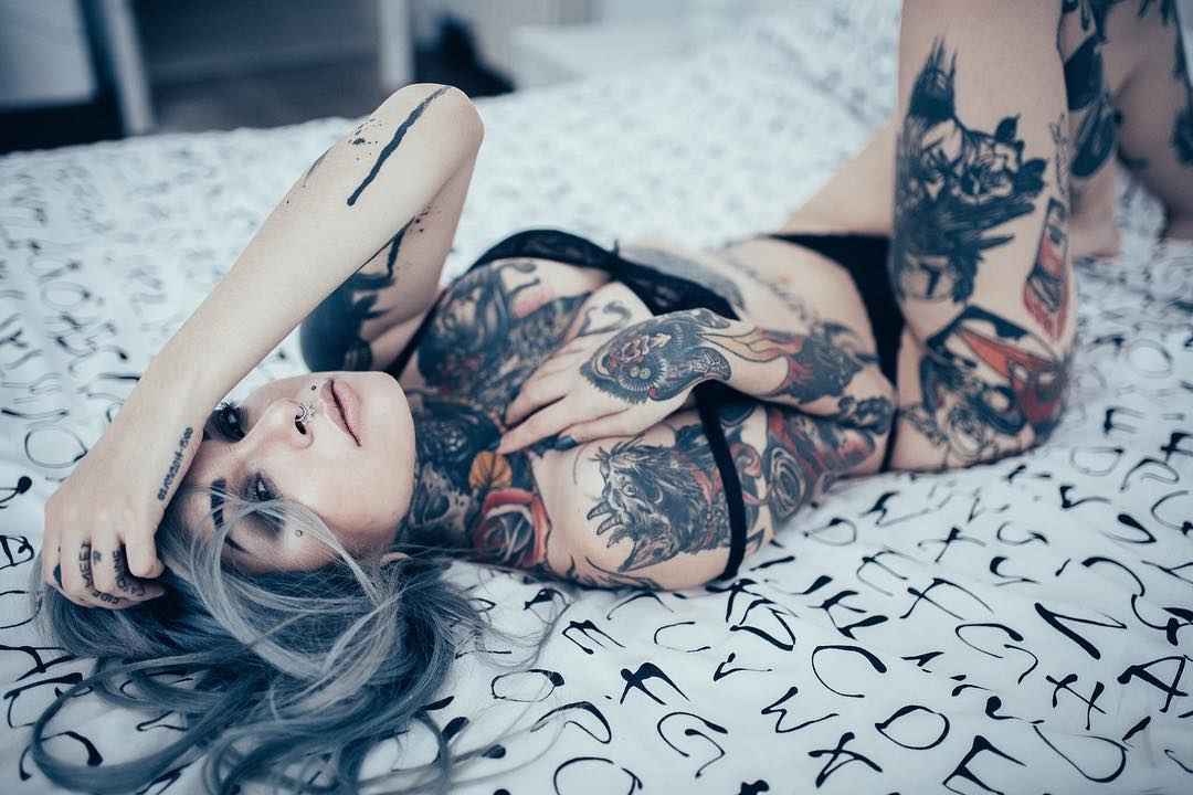 Tattooed model Slim Suicide , alternative photo model, tattooed girl Milan,...