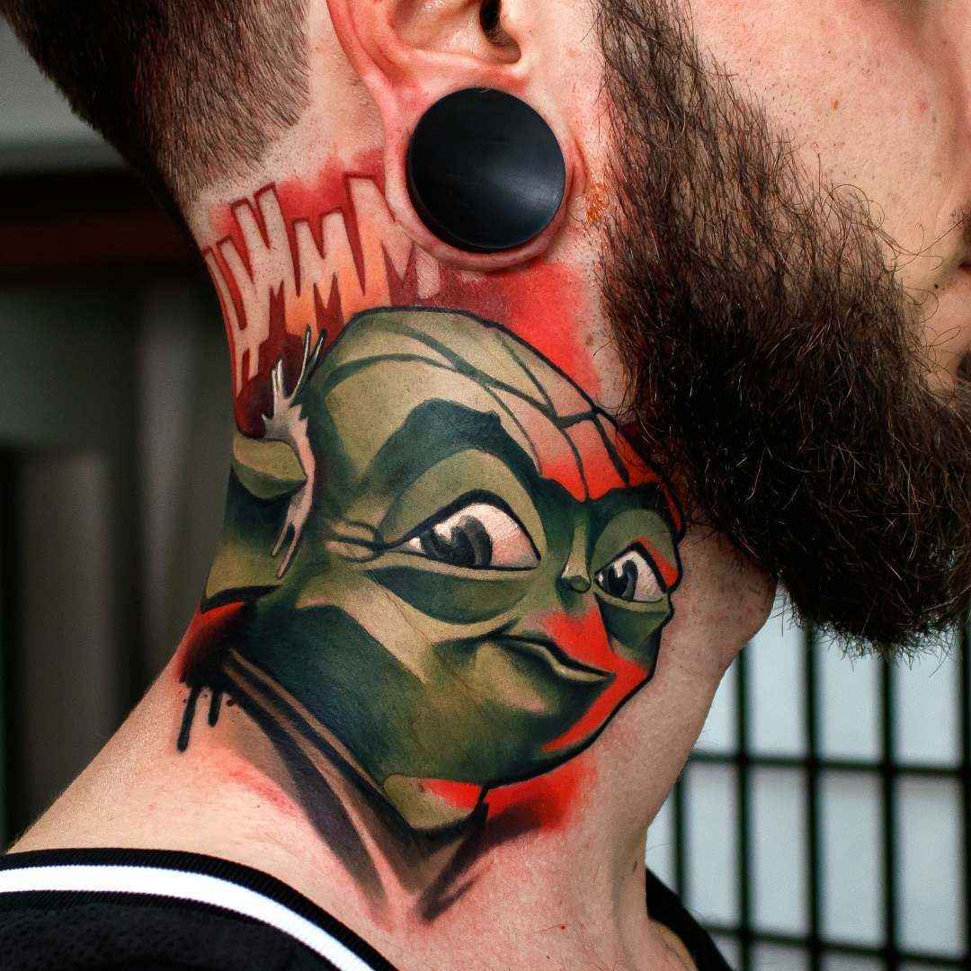 Tattoo artist Uncl Paul Knows color new school tattoo in authors style | Athens, Greece