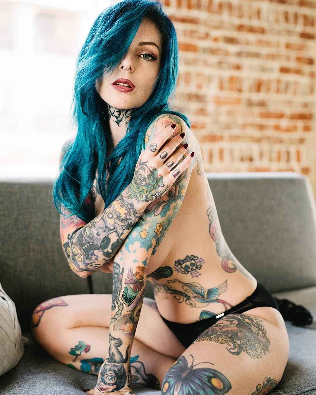 Famous female tattooed model Riae , alternative photo model Italy.