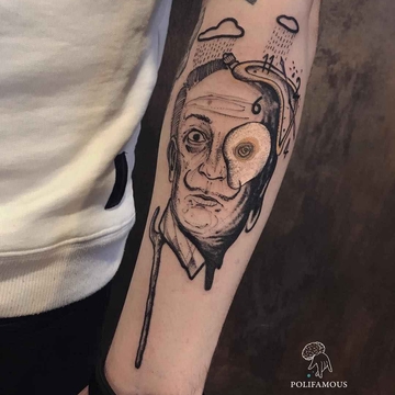 Black surrealistic tattoo by Conio
