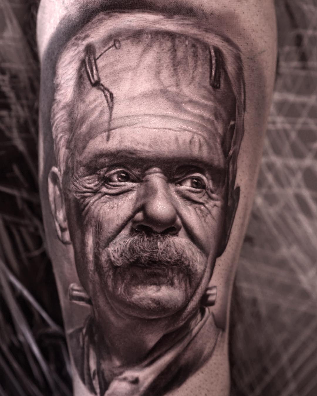 Scary Black and Grey Halloween Tattoo