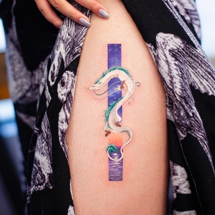 Female Color  tattoo on Thigh #51949 | Tattoo Artist Franky Yang