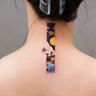 Female Color  tattoo on Neck #51963 | Tattoo Artist Franky Yang