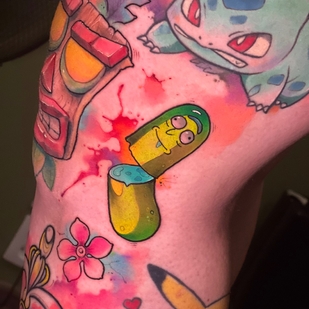 Female Color Neo-traditional tattoo on Leg #64444 | Tattoo Artist Anton Kovrigin (Yellow Dog)