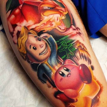 Authors new school tattoo by Steven Compton