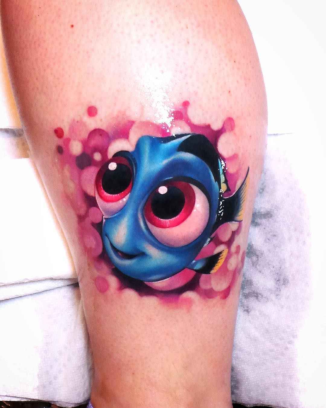 Tattoo artist Steven Compton color new school tattoo in authors style | US