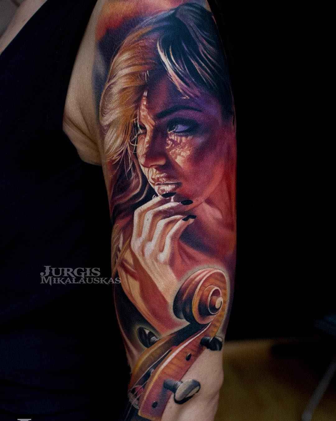 Tattoo artist Jurgis Mikalauskas - detailed color and black&grey portrait tattoo realism | UK