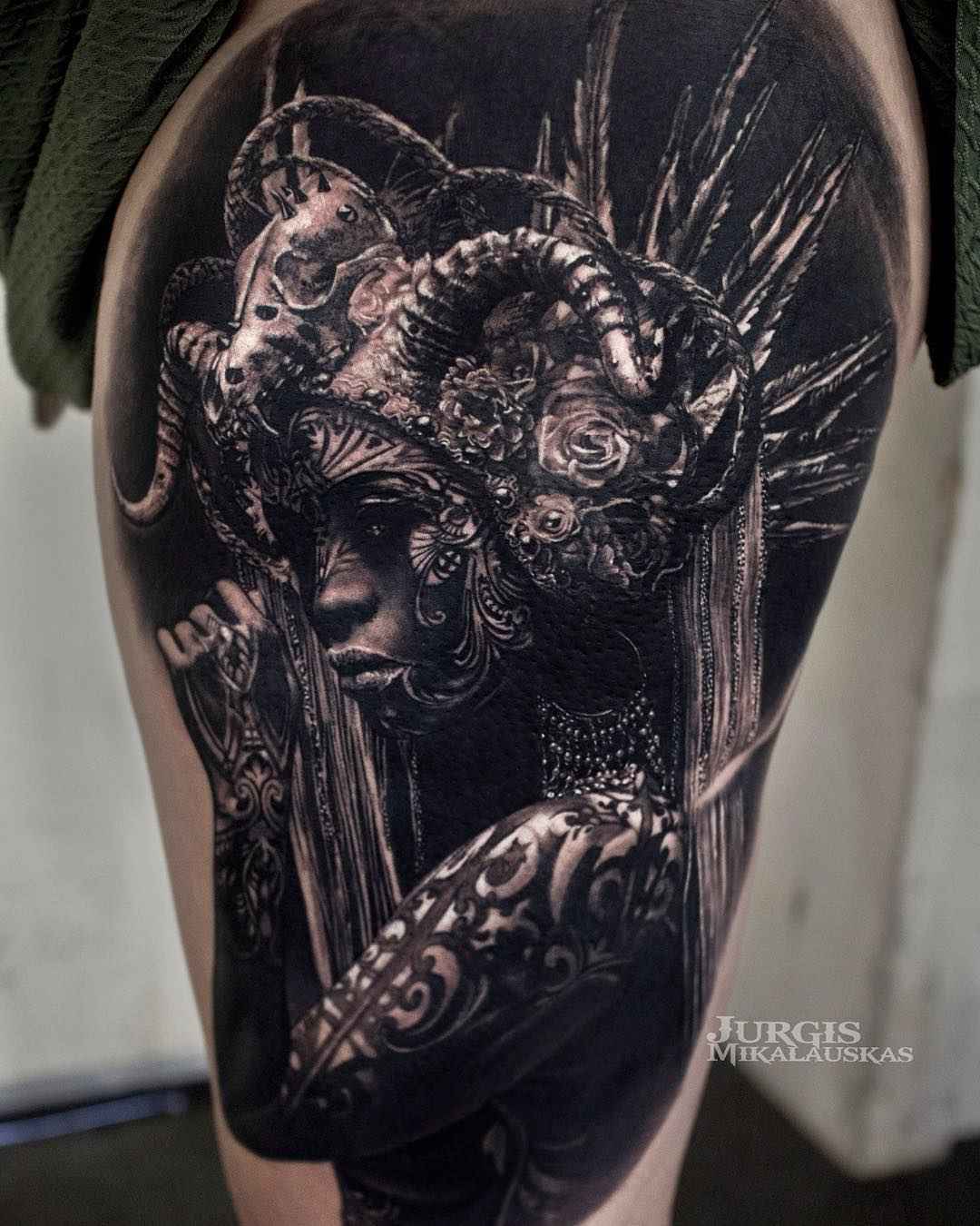 Tattoo artist Jurgis Mikalauskas - detailed color and black&grey portrait tattoo realism | UK