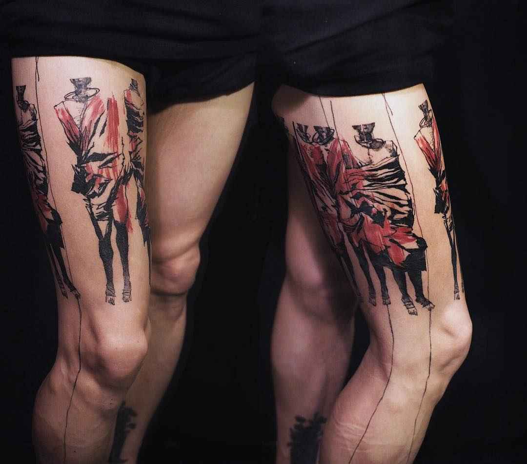 Tattoo artist NADi black and color authors sketch tattoo | Korea