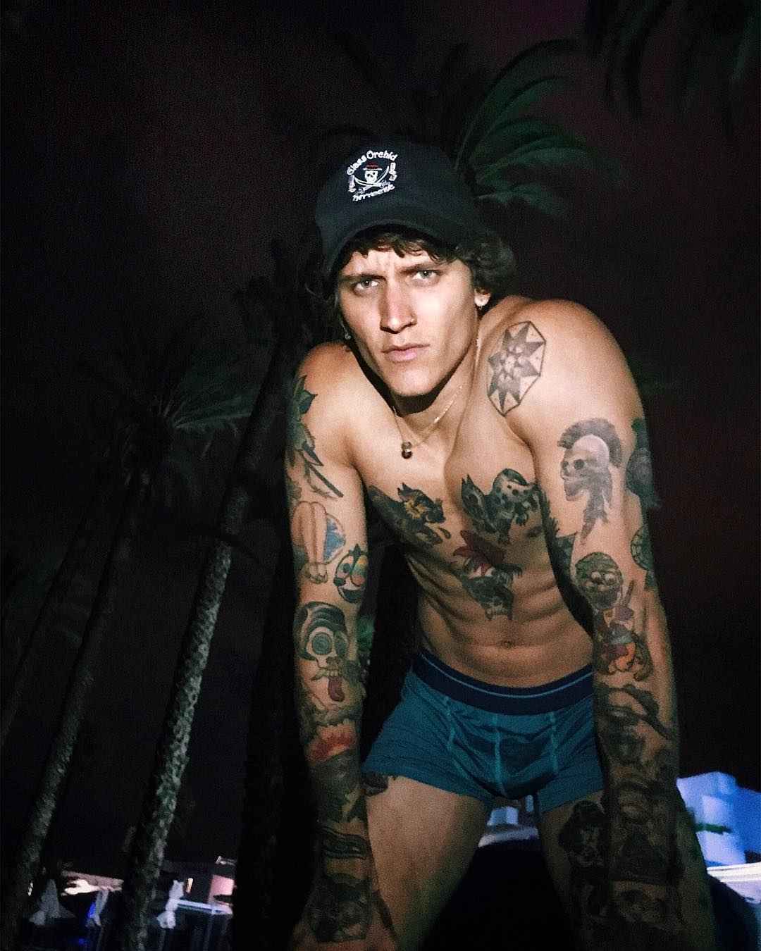 Tattooed model Leebo Freeman, male alternative photo model, DJ | London, UK