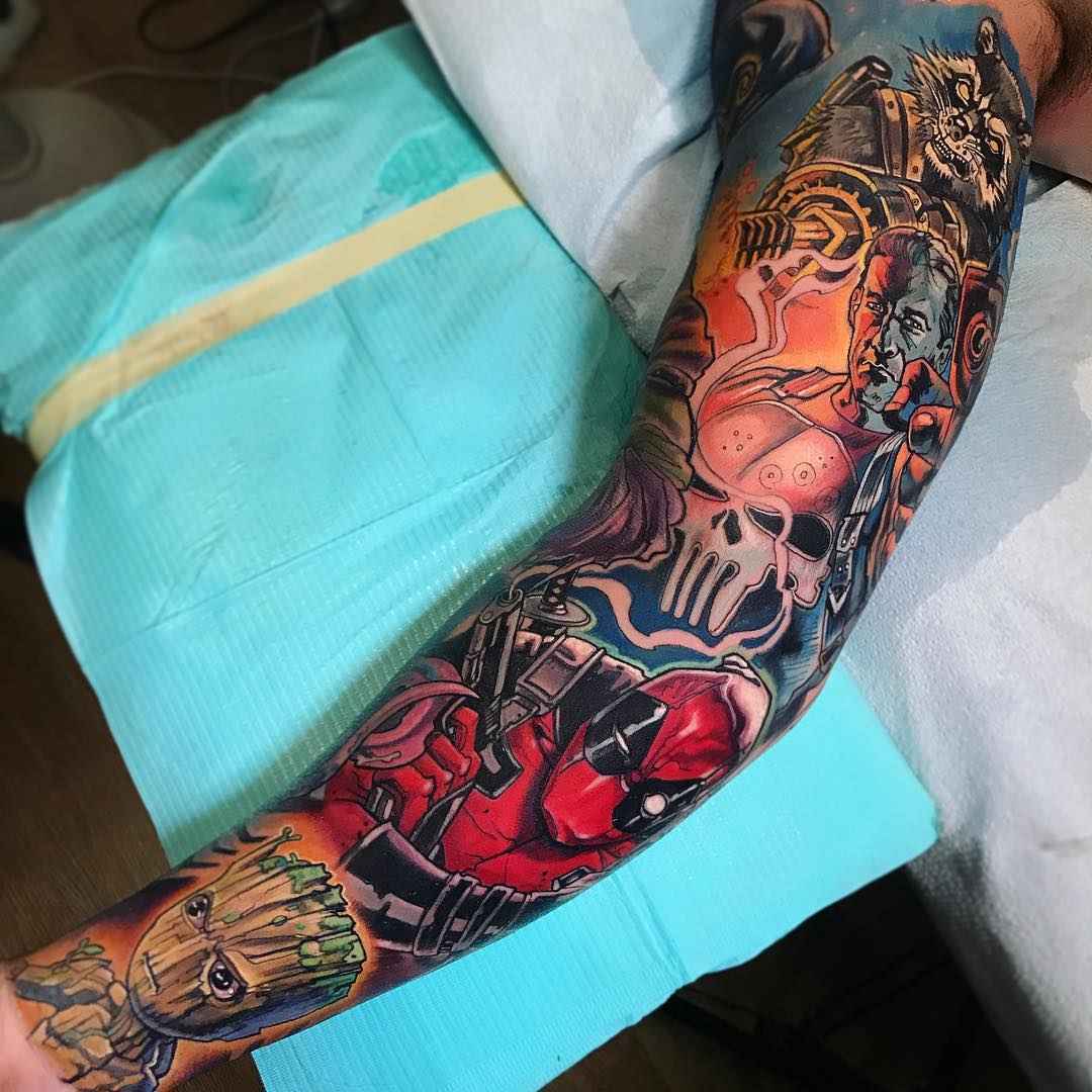 Tattoo artist Derek Turcotte scale bright color new school tattoo | Canada