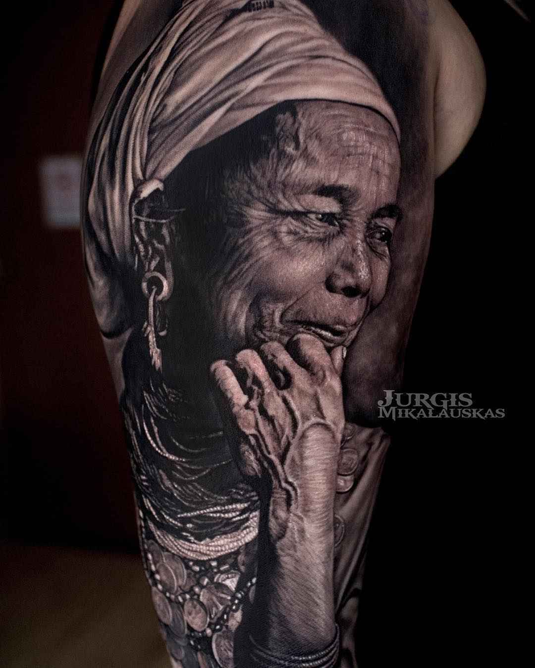 Tattoo artist Jurgis Mikalauskas - detailed color and black&grey portrait tattoo realism | UK