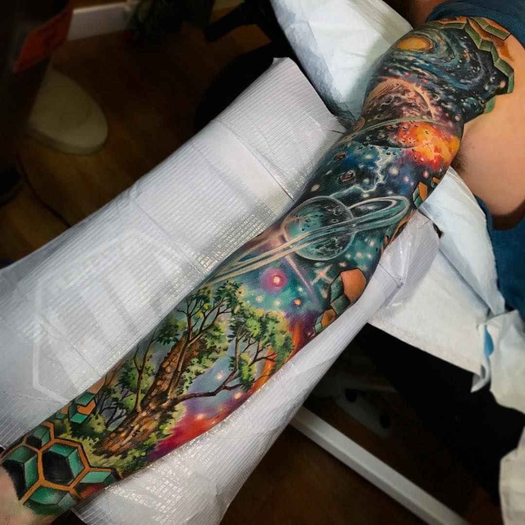 Tattoo artist Derek Turcotte scale bright color new school tattoo | Canada