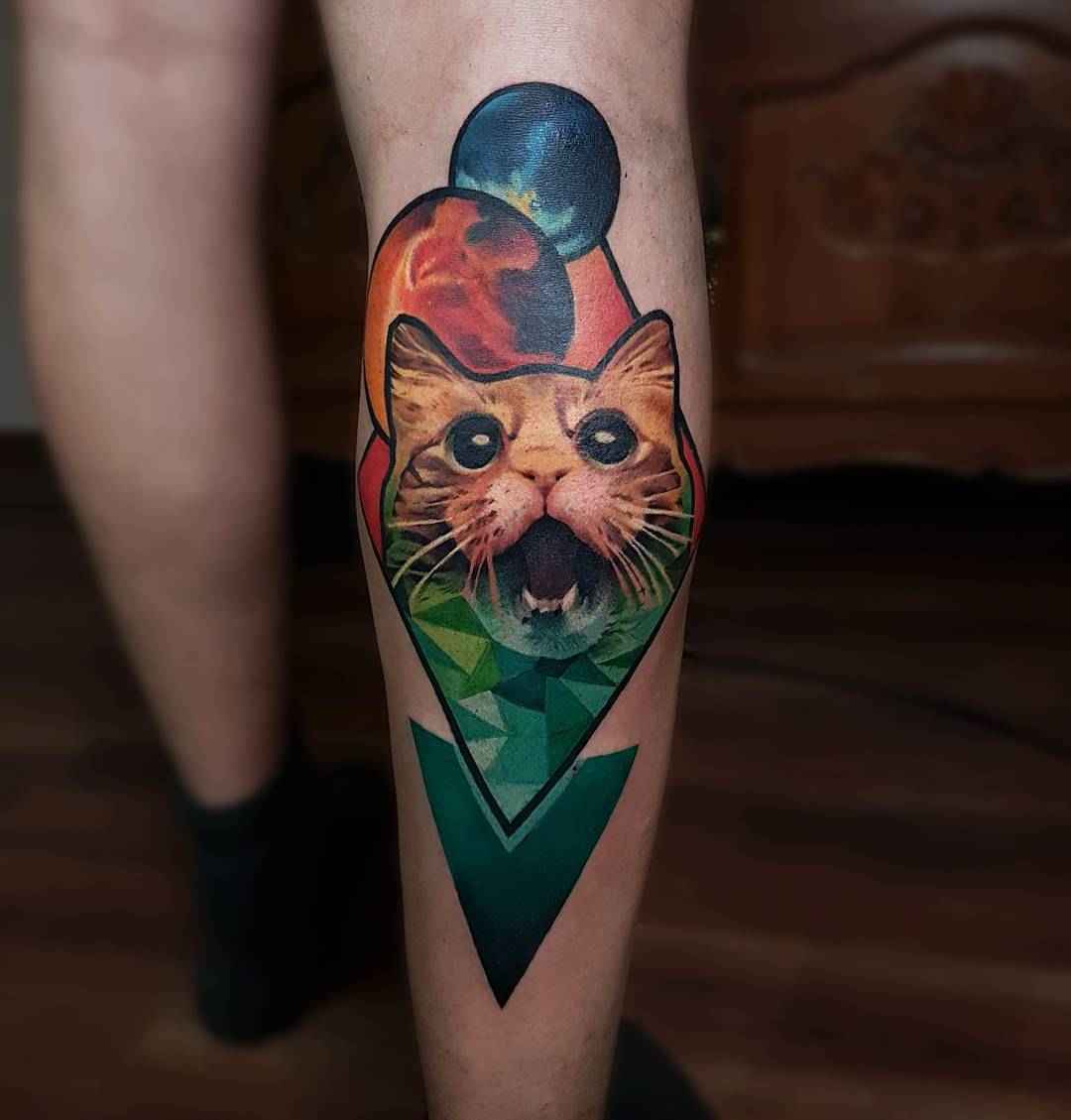 Tattoo artist Artemijs Saveljevs color abstract realistic tattoo in authors style | Russia