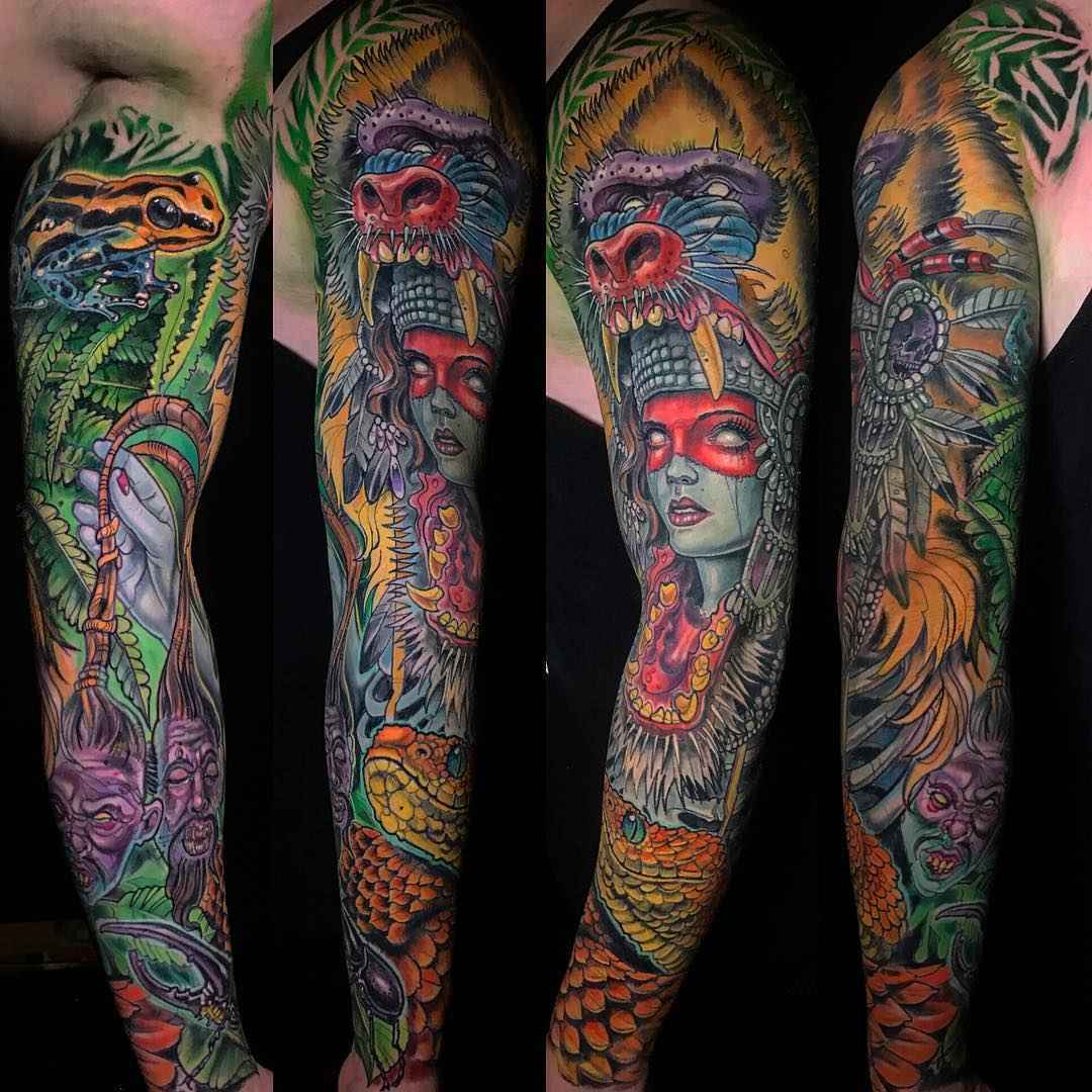 Tattoo artist Derek Turcotte scale bright color new school tattoo | Canada