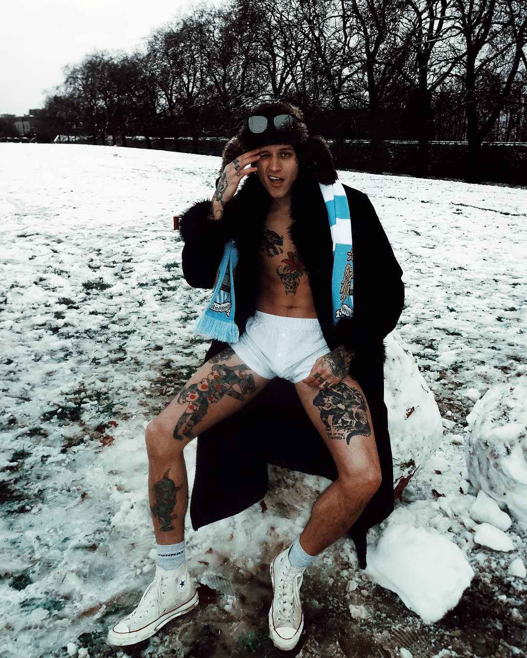 Tattooed model Leebo Freeman, male alternative photo model, DJ | London, UK