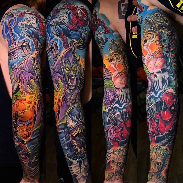 Tattoo artist Derek Turcotte scale bright color new school tattoo | Canada