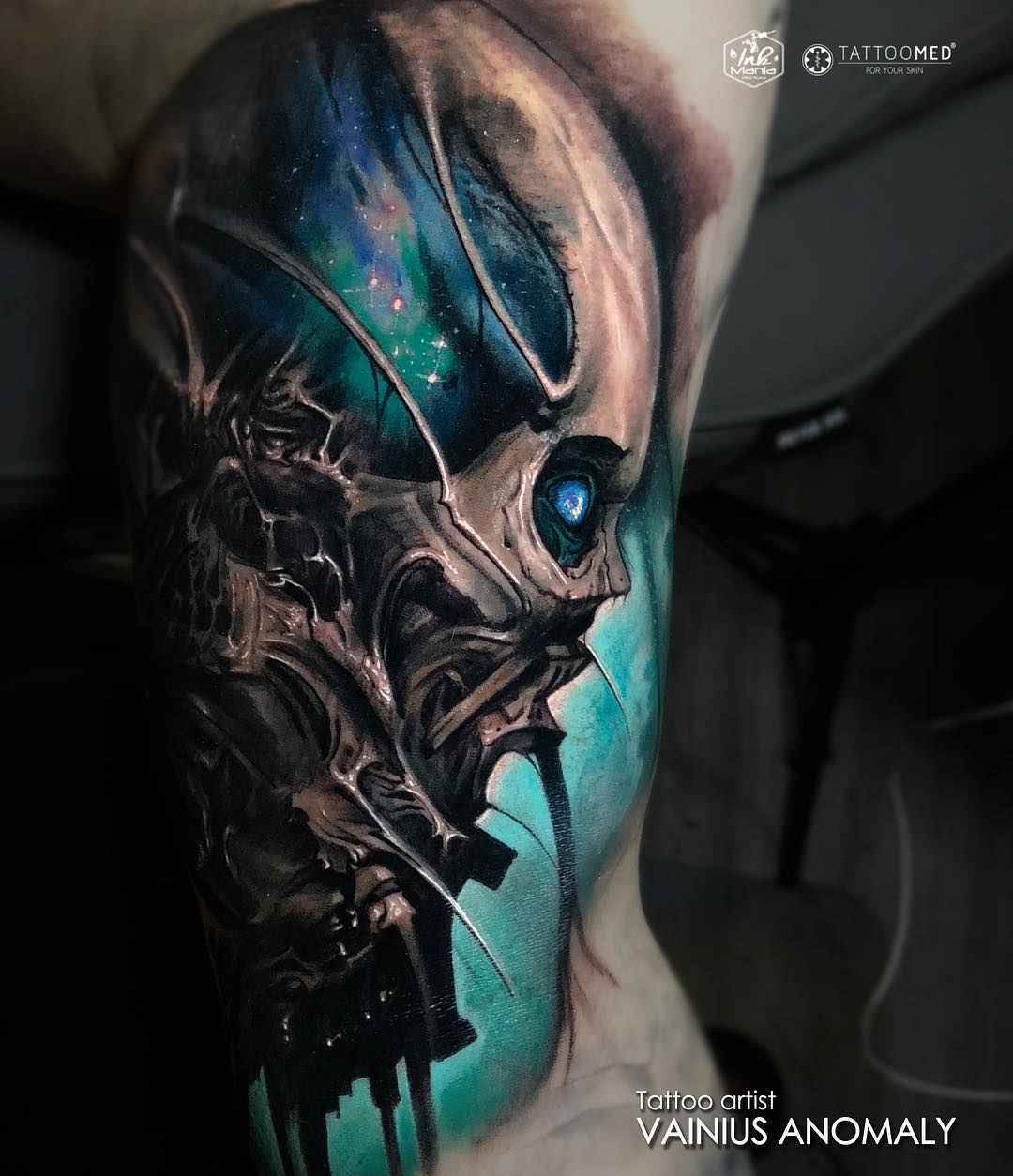 Tattoo artist Vainius Anomaly color horror realism tattoo in authors style | Lithuania
