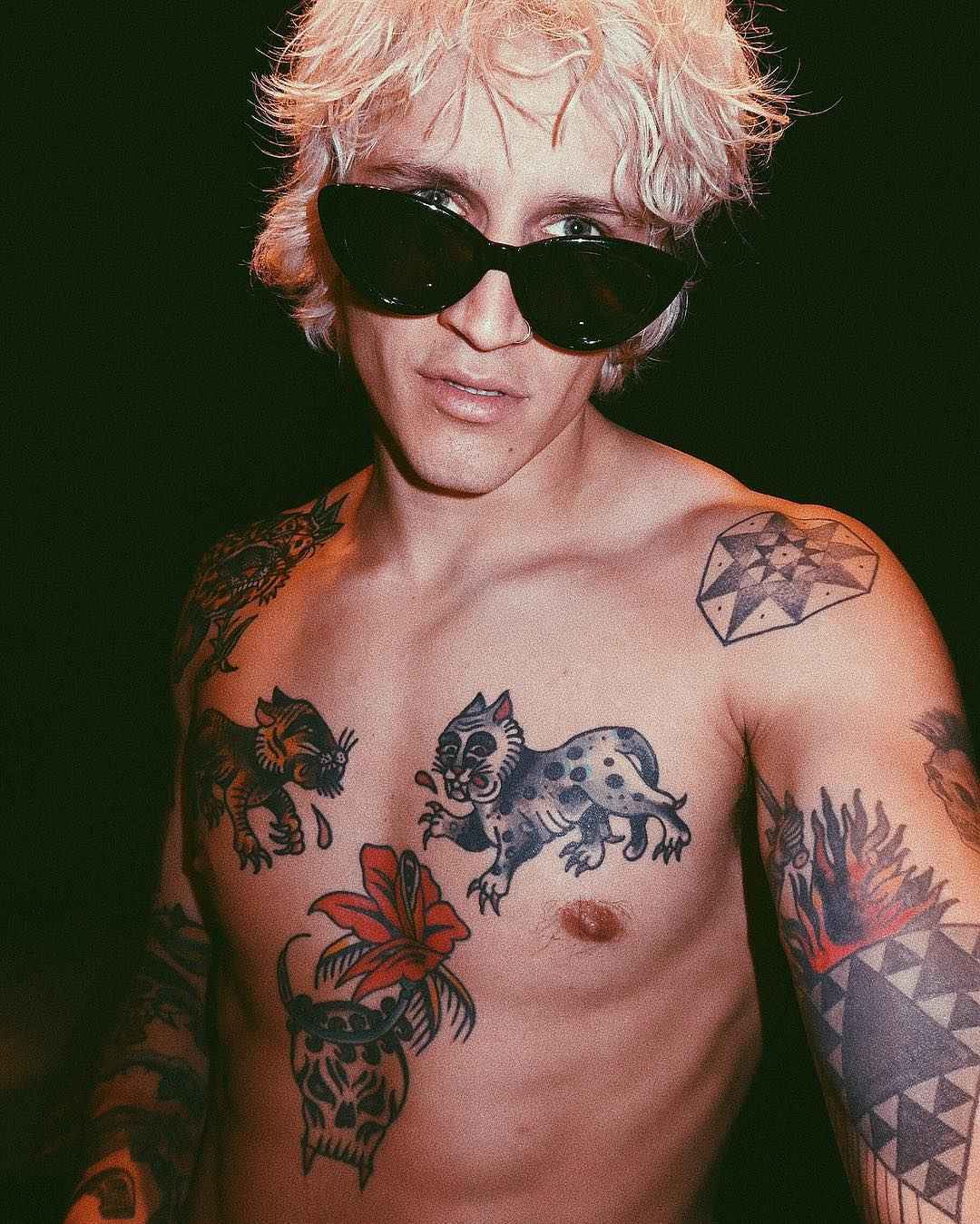 Tattooed model Leebo Freeman, male alternative photo model, DJ | London, UK