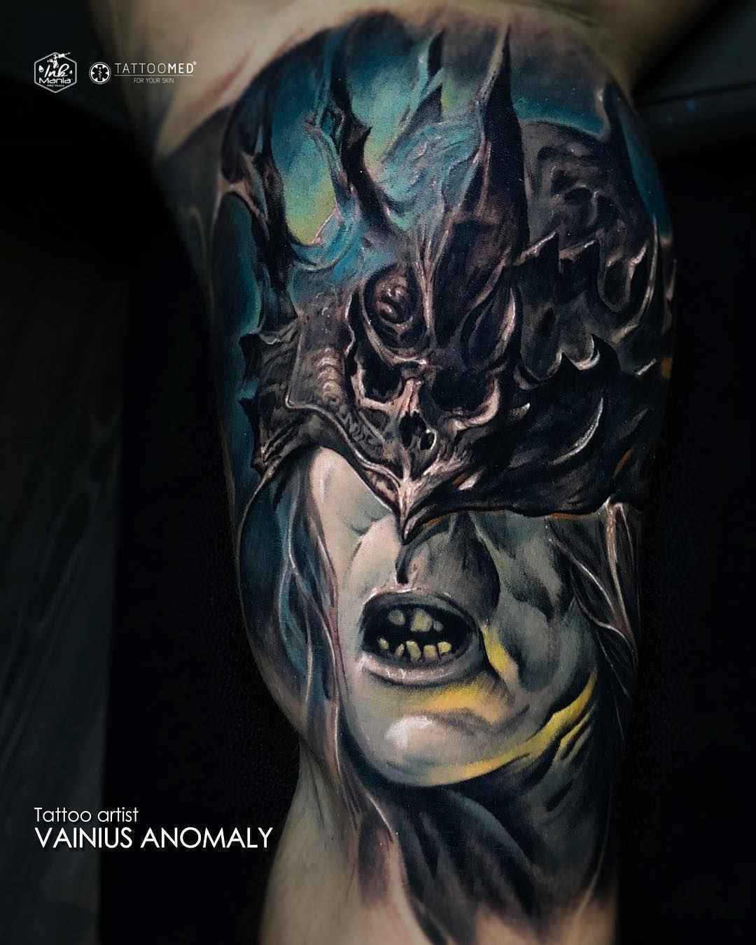 Tattoo artist Vainius Anomaly color horror realism tattoo in authors style | Lithuania