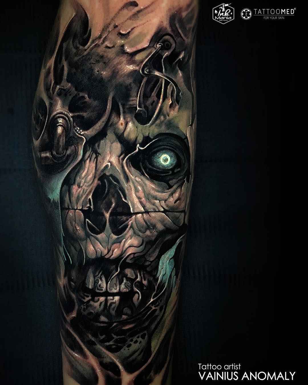 Tattoo artist Vainius Anomaly color horror realism tattoo in authors style | Lithuania