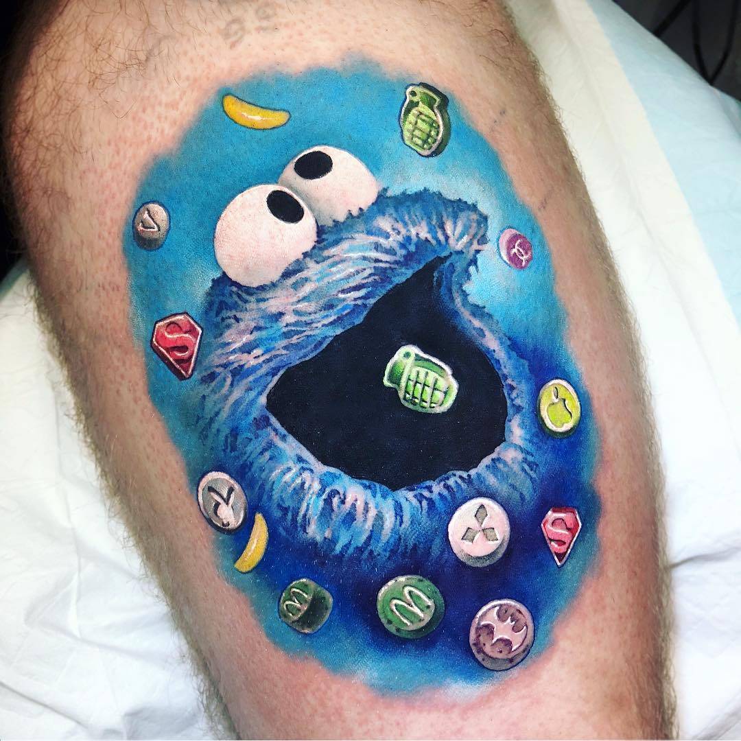 SEVEN SWORDS TATTOO CO. on Tumblr: Cookie Monster 🍪 by Billy Weigler! To  book something with Billy for when he is in Philly next, please email him!  ✉️...