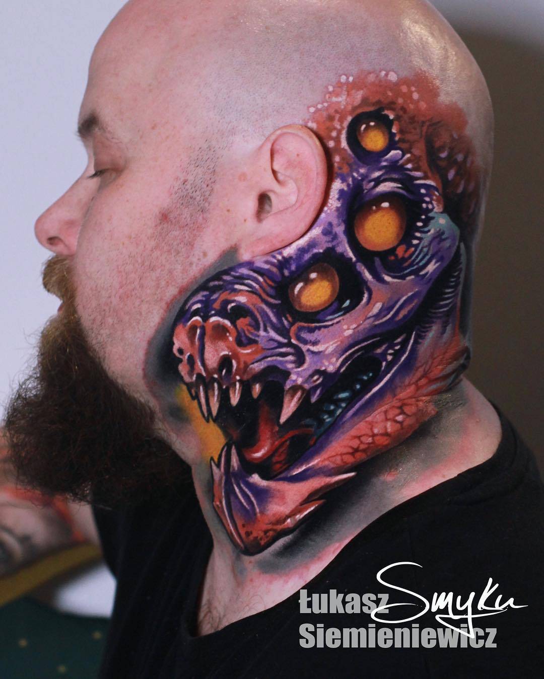 Tattoo artist Lukasz Smyku, authors style color horror realism | Poland