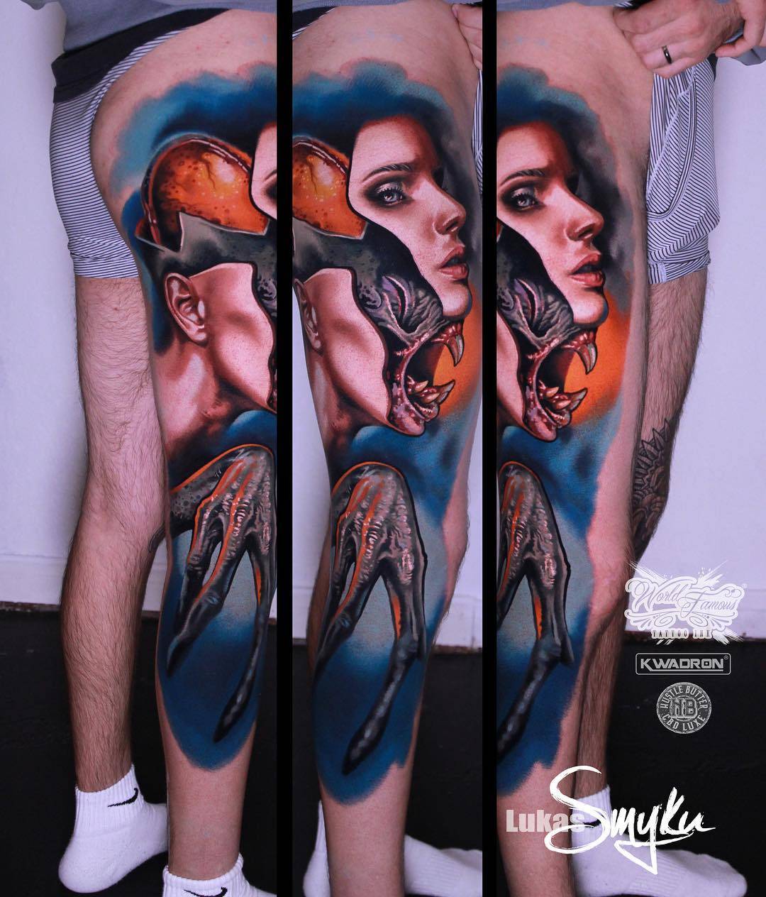 Tattoo artist Lukasz Smyku, authors style color horror realism | Poland