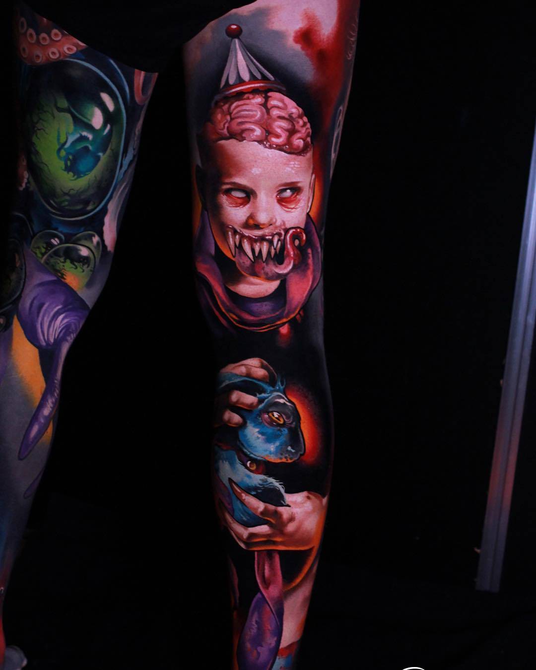 Tattoo artist Lukasz Smyku, authors style color horror realism | Poland