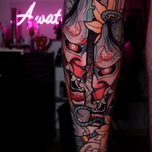 Male Color Neo-traditional tattoo on Leg #65074 | Tattoo Artist Alena Lang