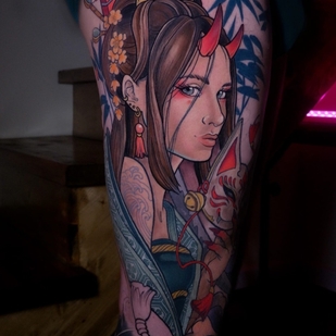 Male Color Neo-traditional tattoo on Sleeve #65063 | Tattoo Artist Alena Lang