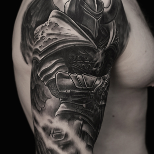 Male Black and Grey Graphic tattoo on Shoulder #65636 | Tattoo Artist ROMAN MIGURA