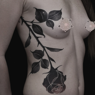 Female Black Neo-traditional tattoo on Side #65642 | Tattoo Artist ROMAN MIGURA