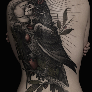 Female Color Neo-traditional tattoo on Back #65666 | Tattoo Artist ROMAN MIGURA