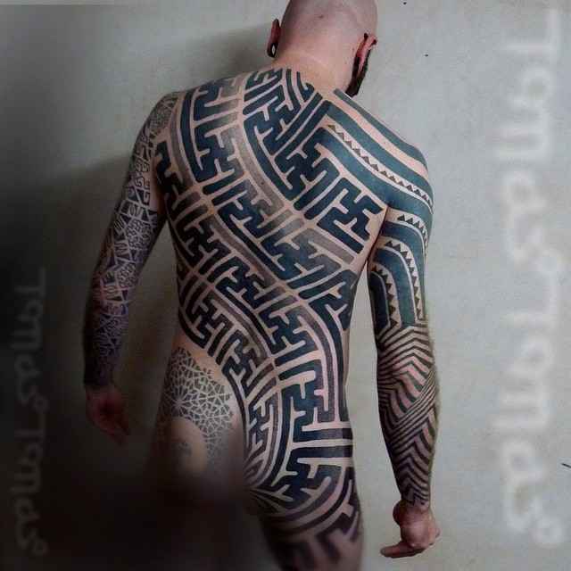 Large scale ornamental tattoo by Tomas Tomas