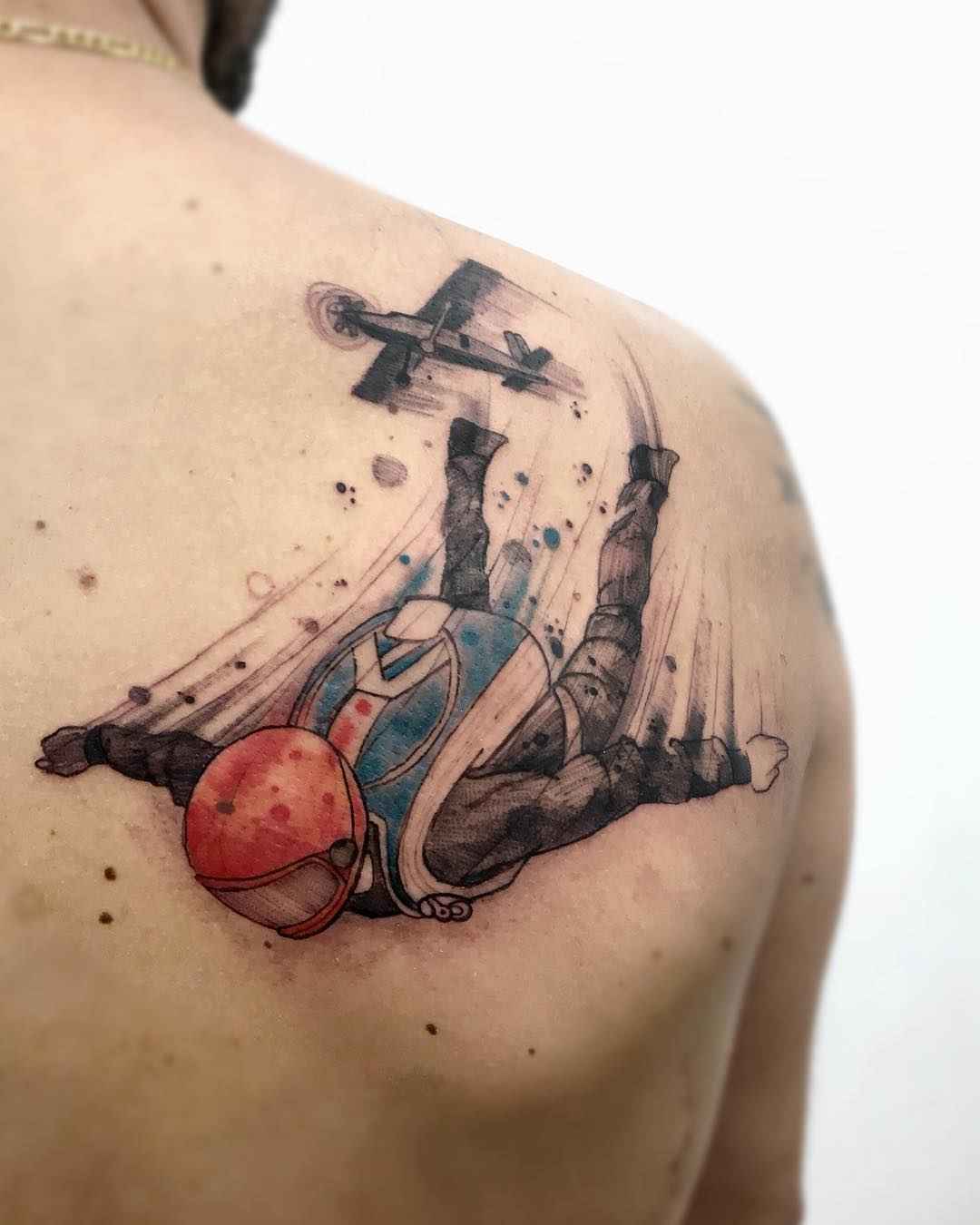 Tattoo artist Felipe Mello authors color, black sketch watercolor tattoo | Brazil