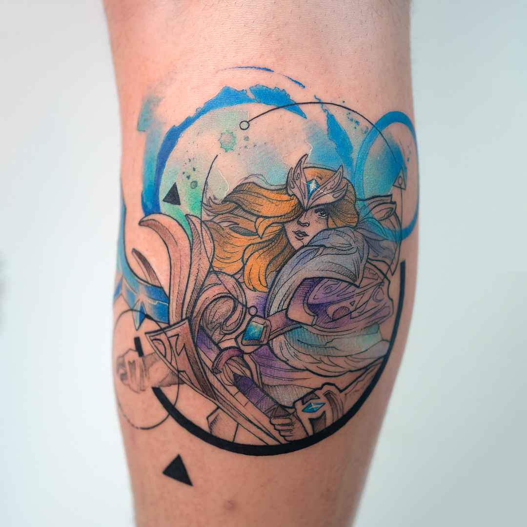 Tattoo artist Baris Yesilbas color athors style watercolor tattoo with geometry and realistic elements | Turkey, United States