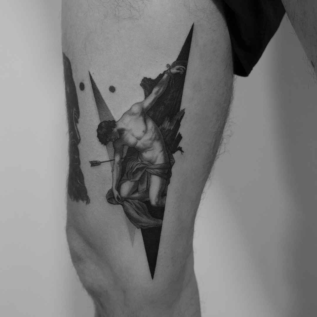 Tattoo artist Paweł Indulski authors style black and grey realistic tattoo, graphic, minimalism | Poland
