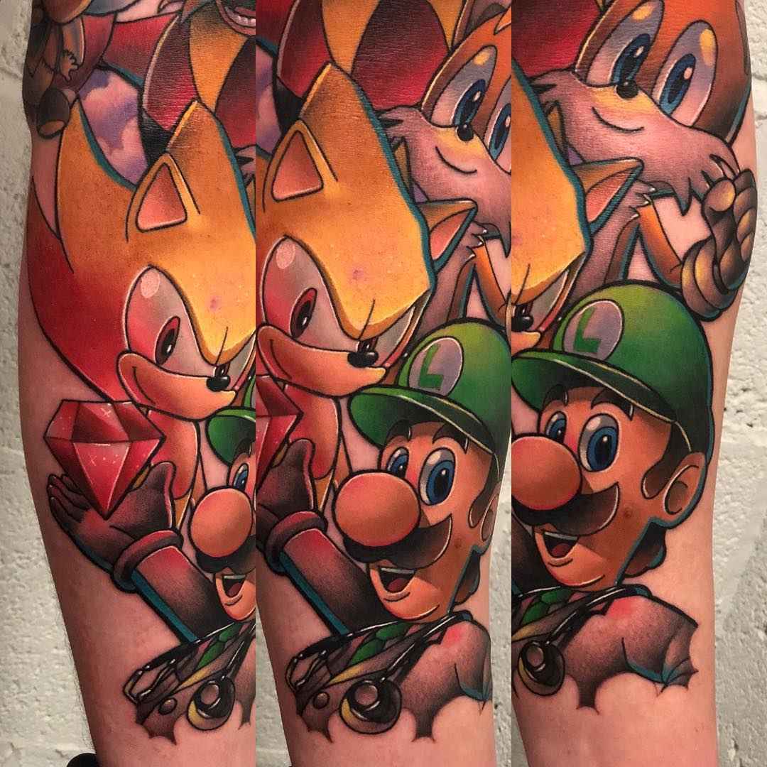 Tattoo artist Andy Walker authors color new school tattoo | England