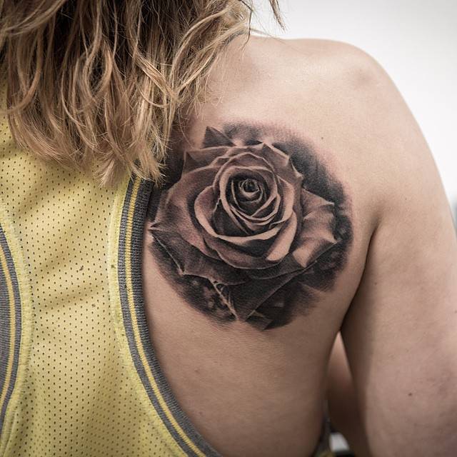 3d Black Rose Tattoo Cover up.