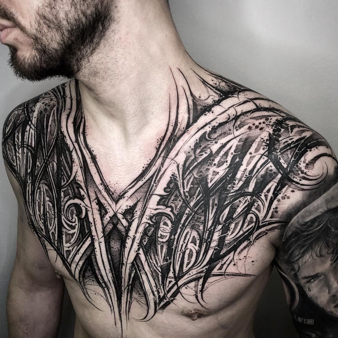 Tattoo artist Stanislav Gromov, lettering tattoo