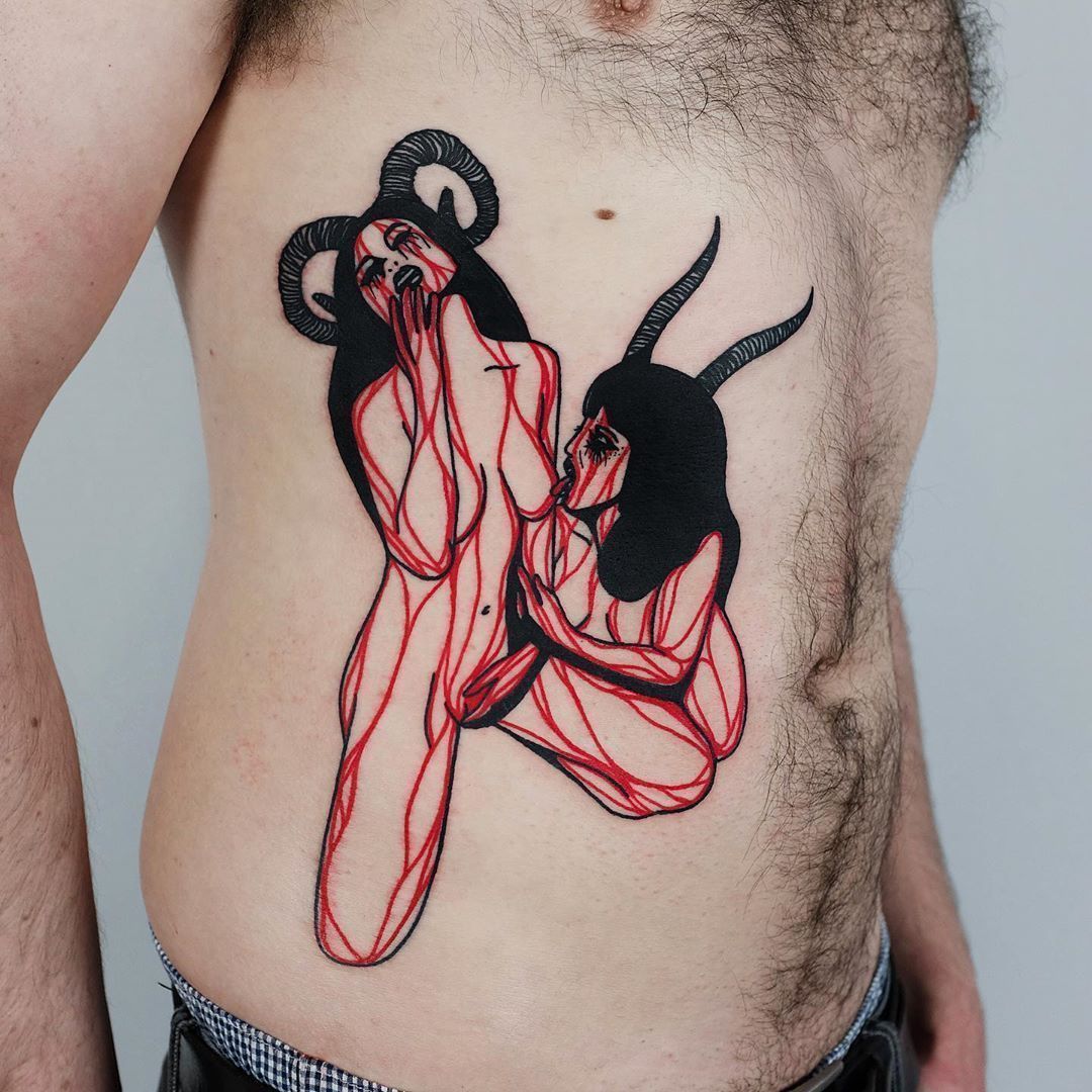 Black and color awesome style graphic tattoo by The Wolf Rosario | Toronto, Canada