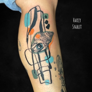 Female Color Author's Style tattoo on Leg #53638 | Tattoo Artist Harey Snaut