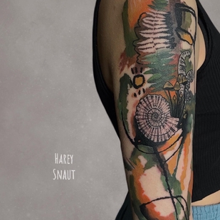 Female Color Watercolor tattoo on Shoulder #53635 | Tattoo Artist Harey Snaut