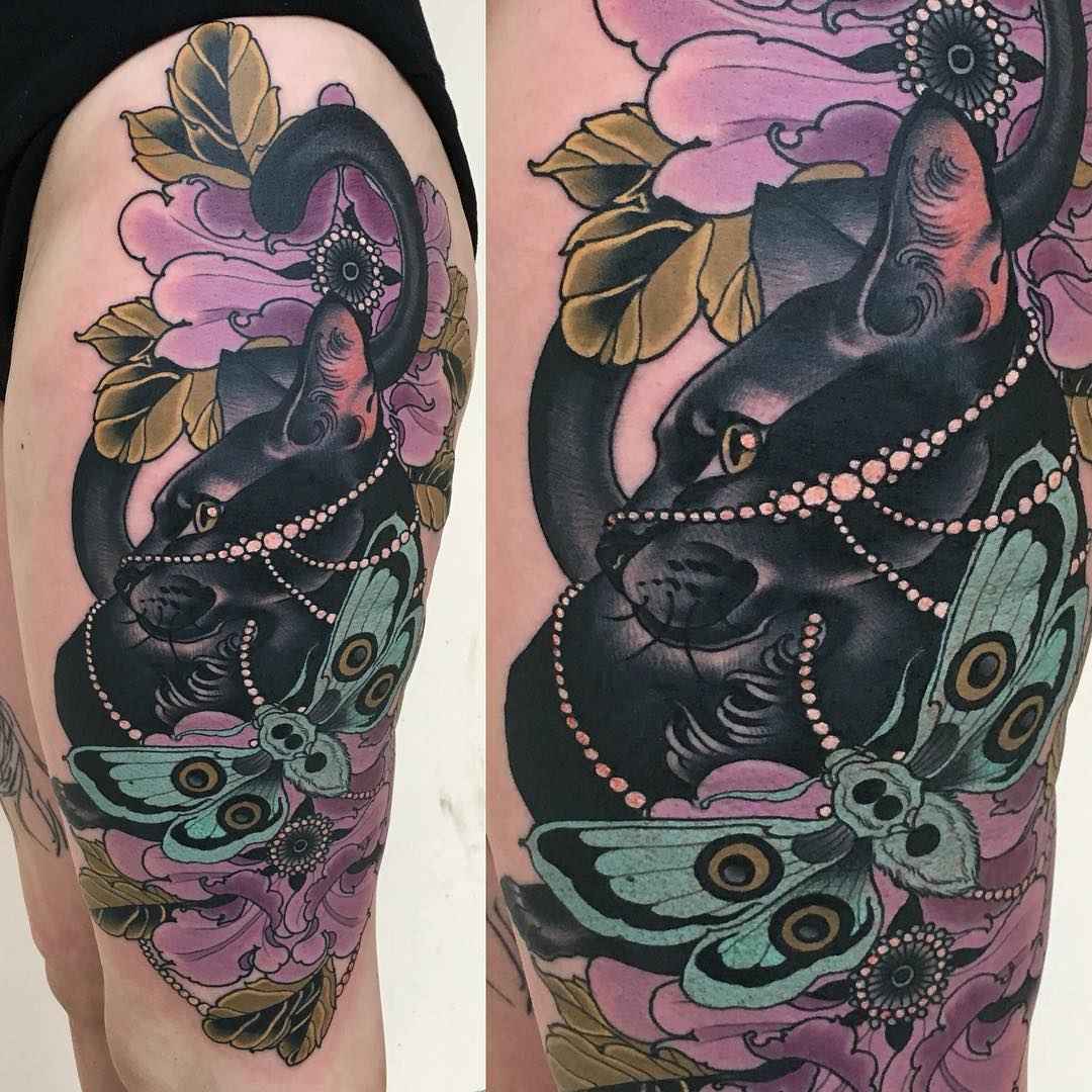 neo traditional tattoo roses