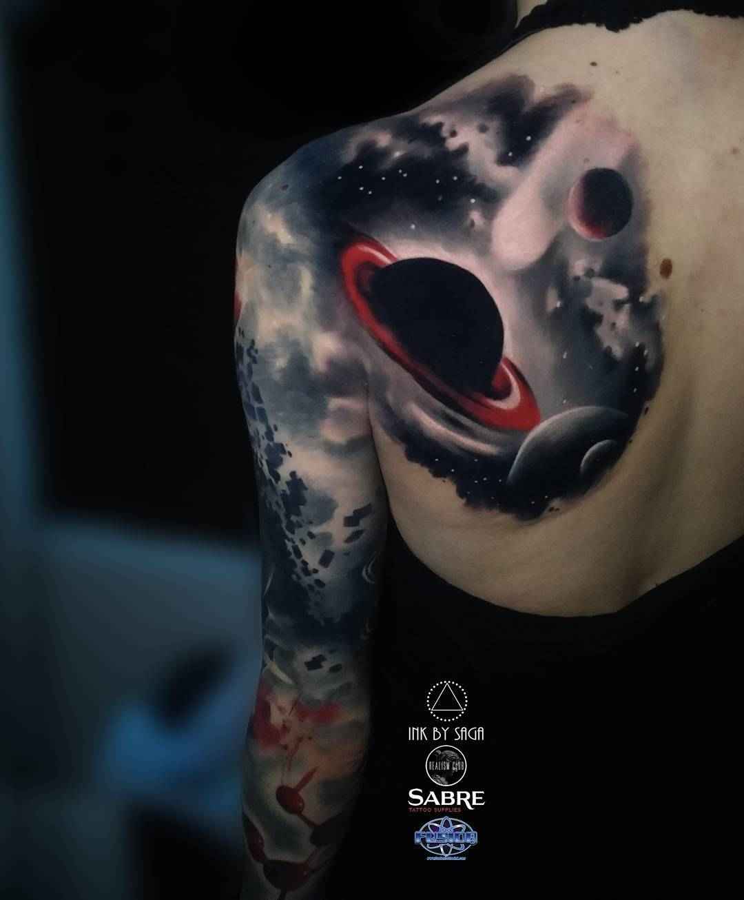 Тату мастер Saga Anderson Ink by Saga color portrait, abstract realistic tattoo