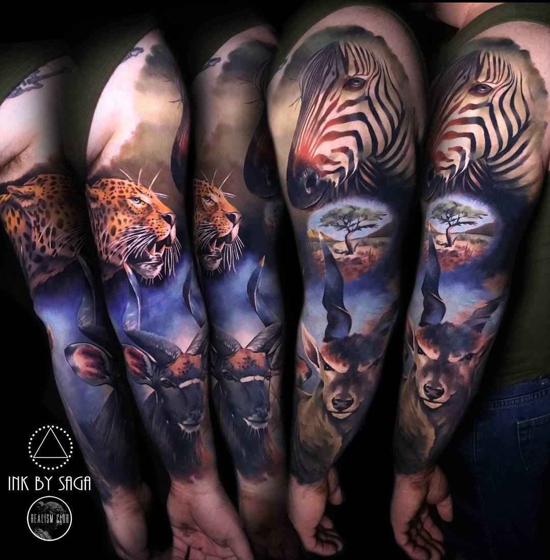 Тату мастер Saga Anderson Ink by Saga color portrait, abstract realistic tattoo