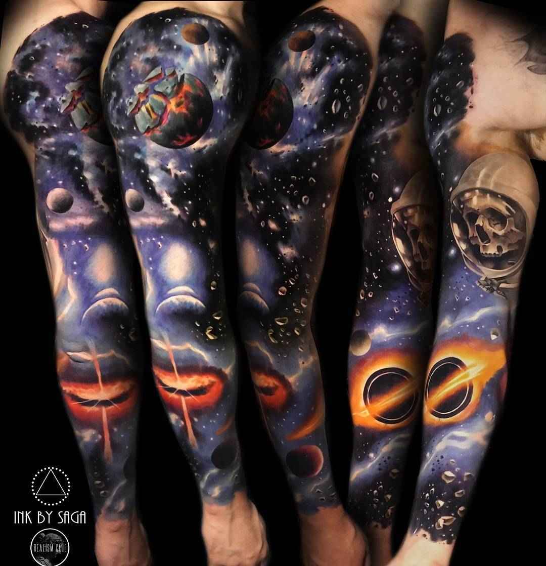 Тату мастер Saga Anderson Ink by Saga color portrait, abstract realistic tattoo