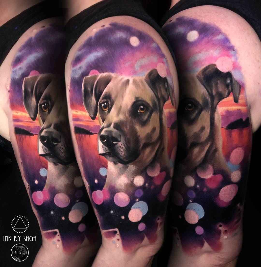 Тату мастер Saga Anderson Ink by Saga color portrait, abstract realistic tattoo